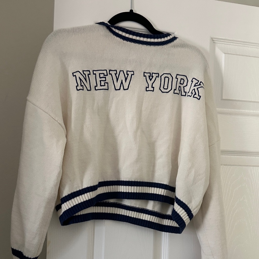 White and Blue New York Sweater